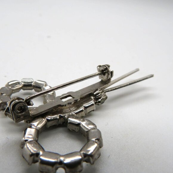Vintage Scissor Brooch Silver Tone Clear Rhinestone Pin Mini Sewing - Picture 4 of 10